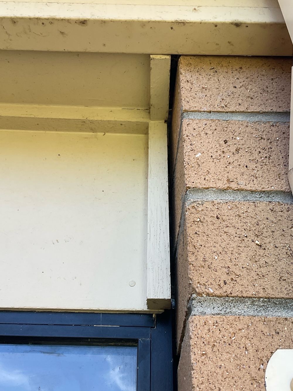 Gap in the cladding giving moisture a route to the frame, found during a building and pest inspection in Deer Park